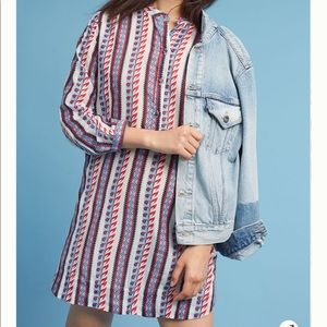 Anthropologie Red and Blue Striped Dress